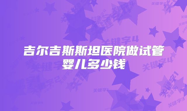 吉尔吉斯斯坦医院做试管婴儿多少钱