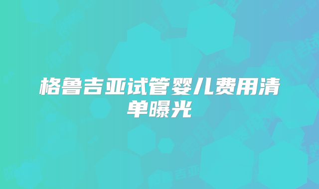 格鲁吉亚试管婴儿费用清单曝光