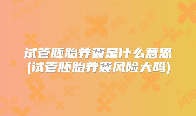 试管胚胎养囊是什么意思(试管胚胎养囊风险大吗)