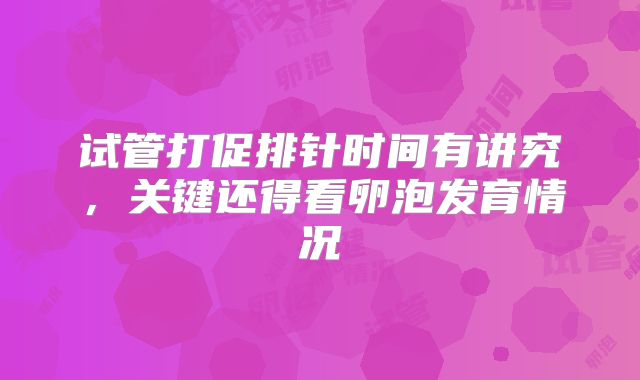试管打促排针时间有讲究，关键还得看卵泡发育情况