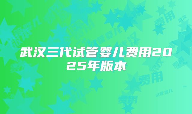 武汉三代试管婴儿费用2025年版本