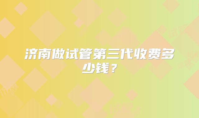 济南做试管第三代收费多少钱?
