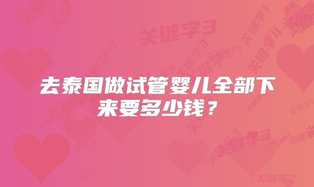 去泰国做试管婴儿全部下来要多少钱?