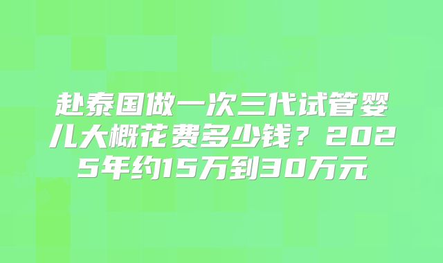 赴泰国做一次三代试管婴儿大概花费多少钱?2025年约15万到30万元