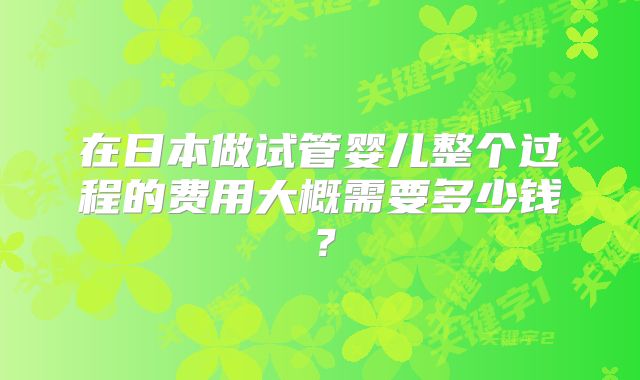 在日本做试管婴儿整个过程的费用大概需要多少钱?