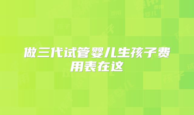 做三代试管婴儿生孩子费用表在这