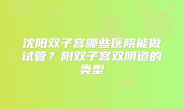 沈阳双子宫哪些医院能做试管?附双子宫双阴道的类型