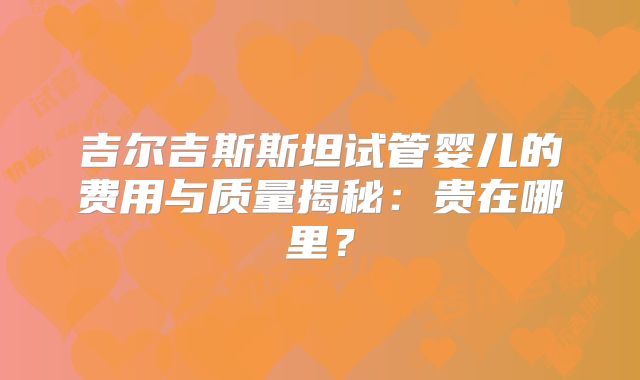 吉尔吉斯斯坦试管婴儿的费用与质量揭秘：贵在哪里？