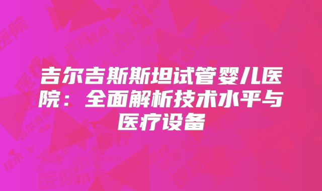 吉尔吉斯斯坦试管婴儿医院：全面解析技术水平与医疗设备