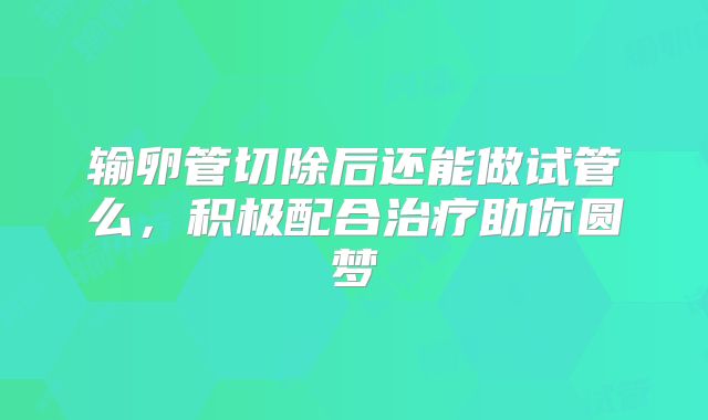输卵管切除后还能做试管么,积极配合治疗助你圆梦