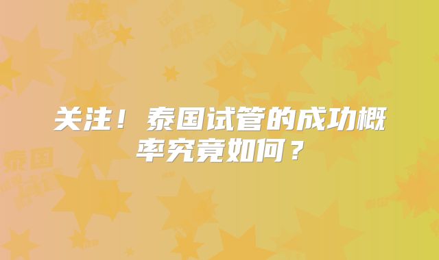 关注！泰国试管的成功概率究竟如何？