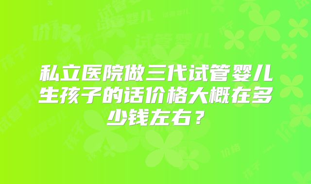 私立医院做三代试管婴儿生孩子的话价格大概在多少钱左右?
