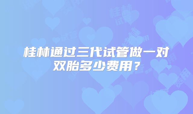 桂林通过三代试管做一对双胎多少费用？