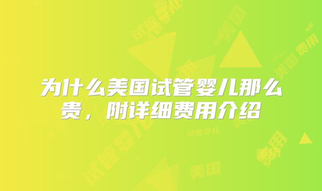 为什么美国试管婴儿那么贵，附详细费用介绍