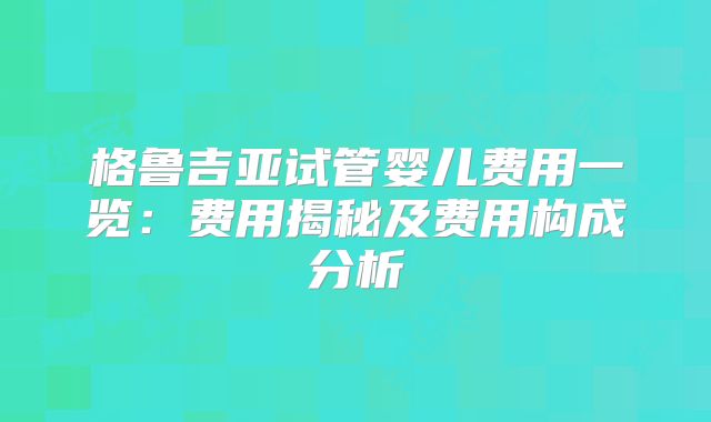 格鲁吉亚试管婴儿费用一览:费用揭秘及费用构成分析