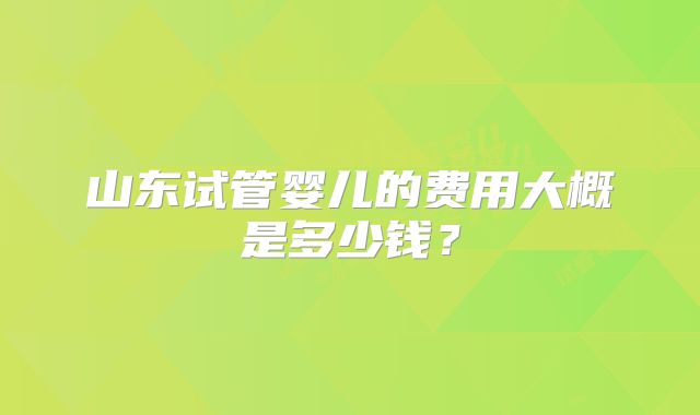 山东试管婴儿的费用大概是多少钱？