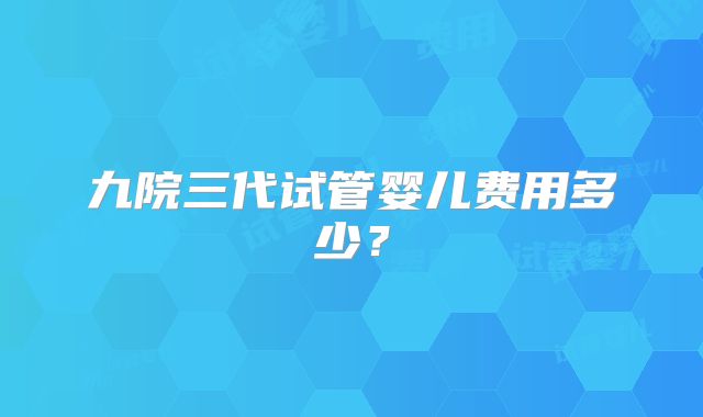 九院三代试管婴儿费用多少？
