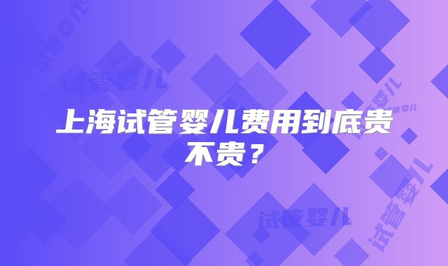 上海试管婴儿费用到底贵不贵？