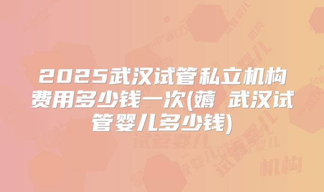 2025武汉试管私立机构费用多少钱一次(薅慜武汉试管婴儿多少钱)