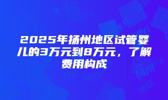 2025年扬州地区试管婴儿的3万元到8万元,了解费用构成