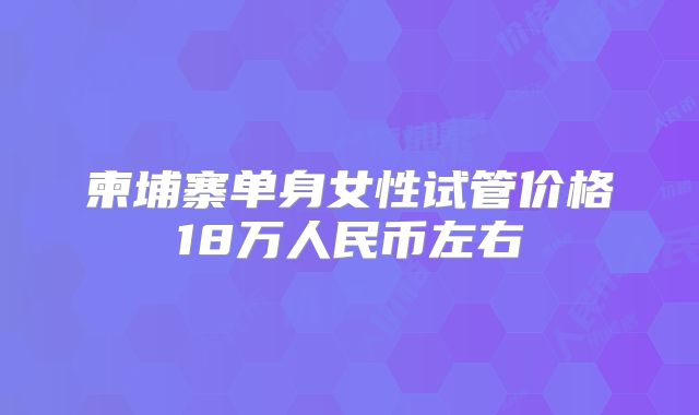 柬埔寨单身女性试管价格18万人民币左右