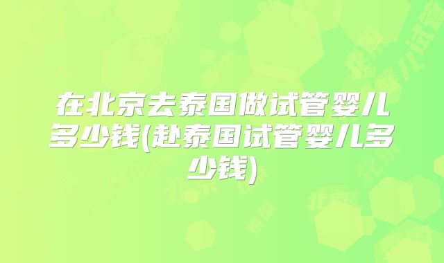 在北京去泰国做试管婴儿多少钱(赴泰国试管婴儿多少钱)