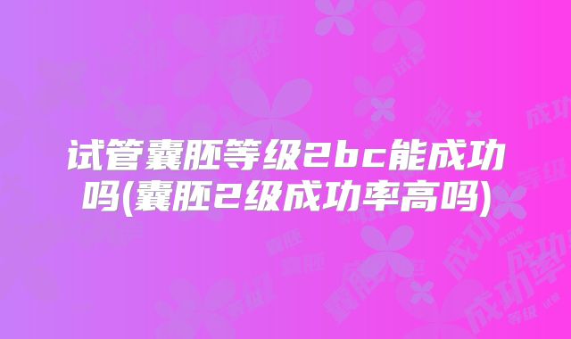 试管囊胚等级2bc能成功吗(囊胚2级成功率高吗)