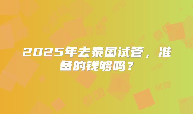 2025年去泰国试管，准备的钱够吗？