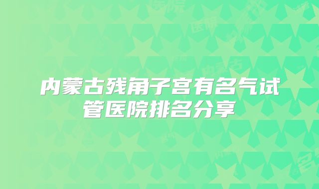 内蒙古残角子宫有名气试管医院排名分享