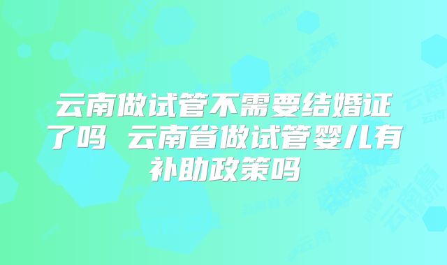 云南做试管不需要结婚证了吗 云南省做试管婴儿有补助政策吗