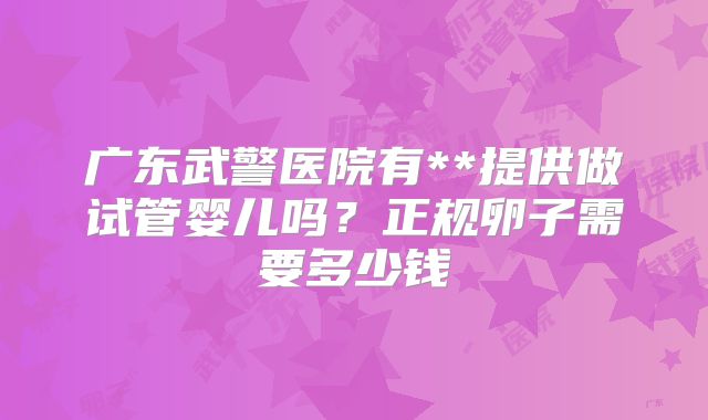 广东武警医院有**提供做试管婴儿吗？正规卵子需要多少钱