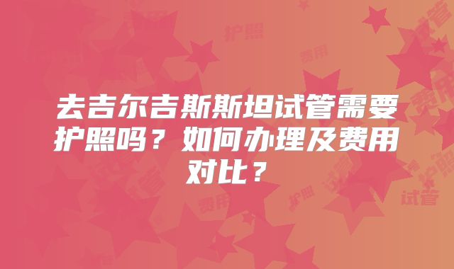 去吉尔吉斯斯坦试管需要护照吗？如何办理及费用对比？