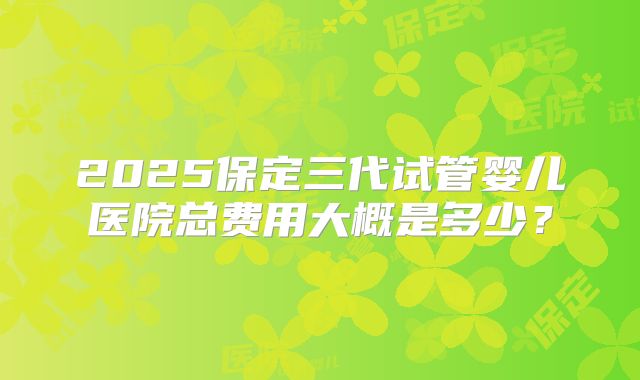 2025保定三代试管婴儿医院总费用大概是多少?