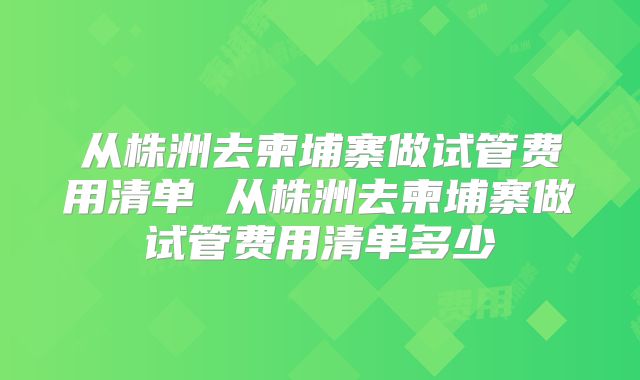 从株洲去柬埔寨做试管费用清单 从株洲去柬埔寨做试管费用清单多少