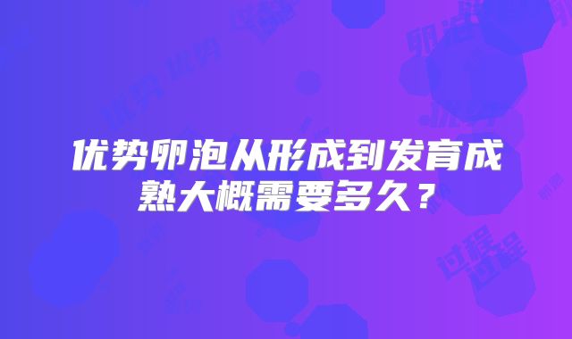 优势卵泡从形成到发育成熟大概需要多久？