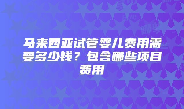 马来西亚试管婴儿费用需要多少钱?包含哪些项目费用