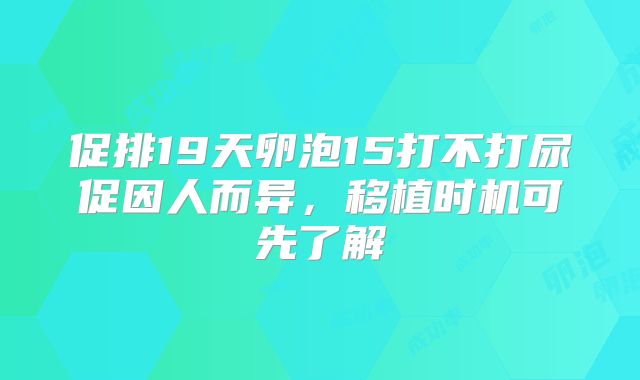 促排19天卵泡15打不打尿促因人而异，移植时机可先了解
