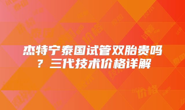 杰特宁泰国试管双胎贵吗？三代技术价格详解