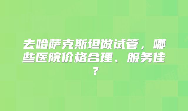 去哈萨克斯坦做试管，哪些医院价格合理、服务佳？