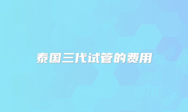 泰国三代试管的费用