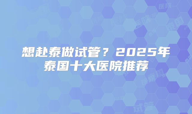 想赴泰做试管？2025年泰国十大医院推荐