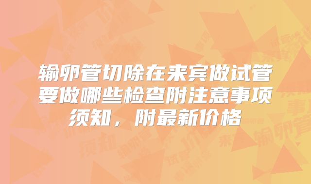 输卵管切除在来宾做试管要做哪些检查附注意事项须知，附最新价格