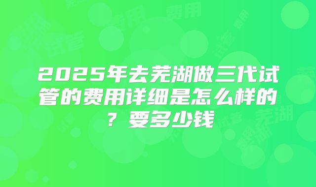 2025年去芜湖做三代试管的费用详细是怎么样的？要多少钱