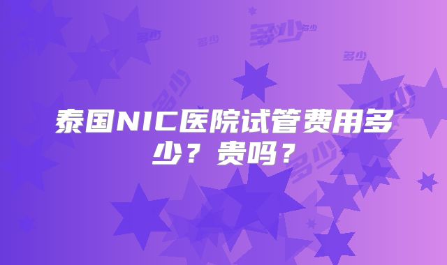 泰国NIC医院试管费用多少？贵吗？