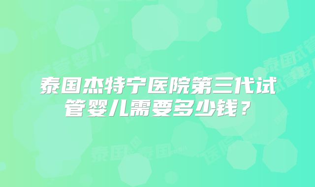 泰国杰特宁医院第三代试管婴儿需要多少钱？