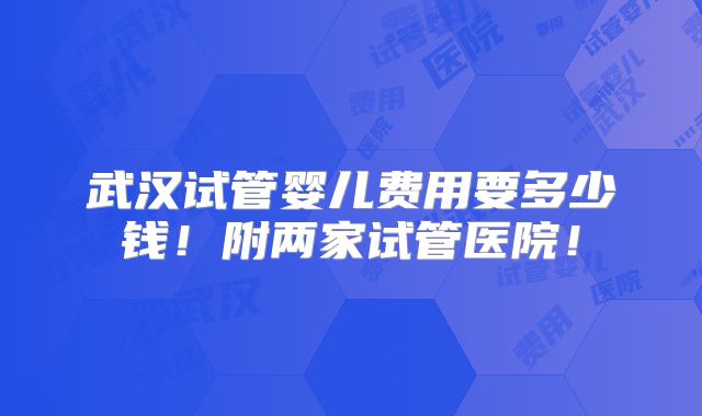 武汉试管婴儿费用要多少钱！附两家试管医院！