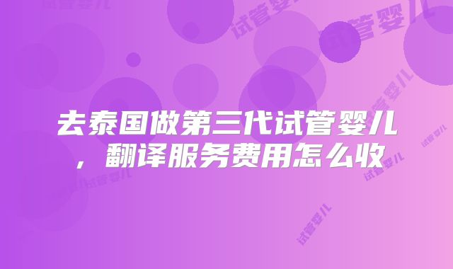 去泰国做第三代试管婴儿,翻译服务费用怎么收