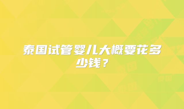 泰国试管婴儿大概要花多少钱？