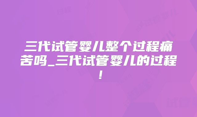 三代试管婴儿整个过程痛苦吗_三代试管婴儿的过程!
