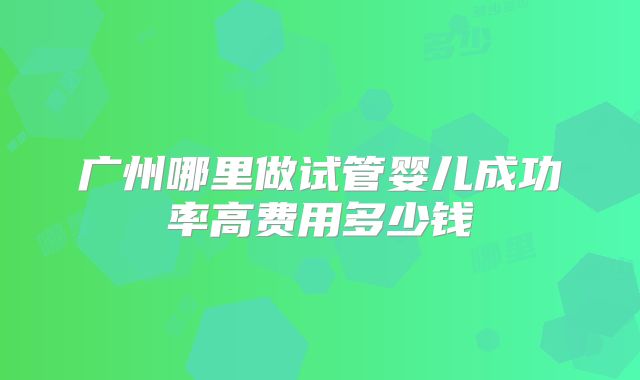 广州哪里做试管婴儿成功率高费用多少钱